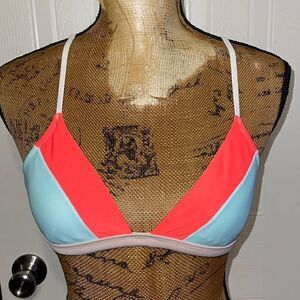 Malibu Bright Orange & Blue Bikini Top -Size Small